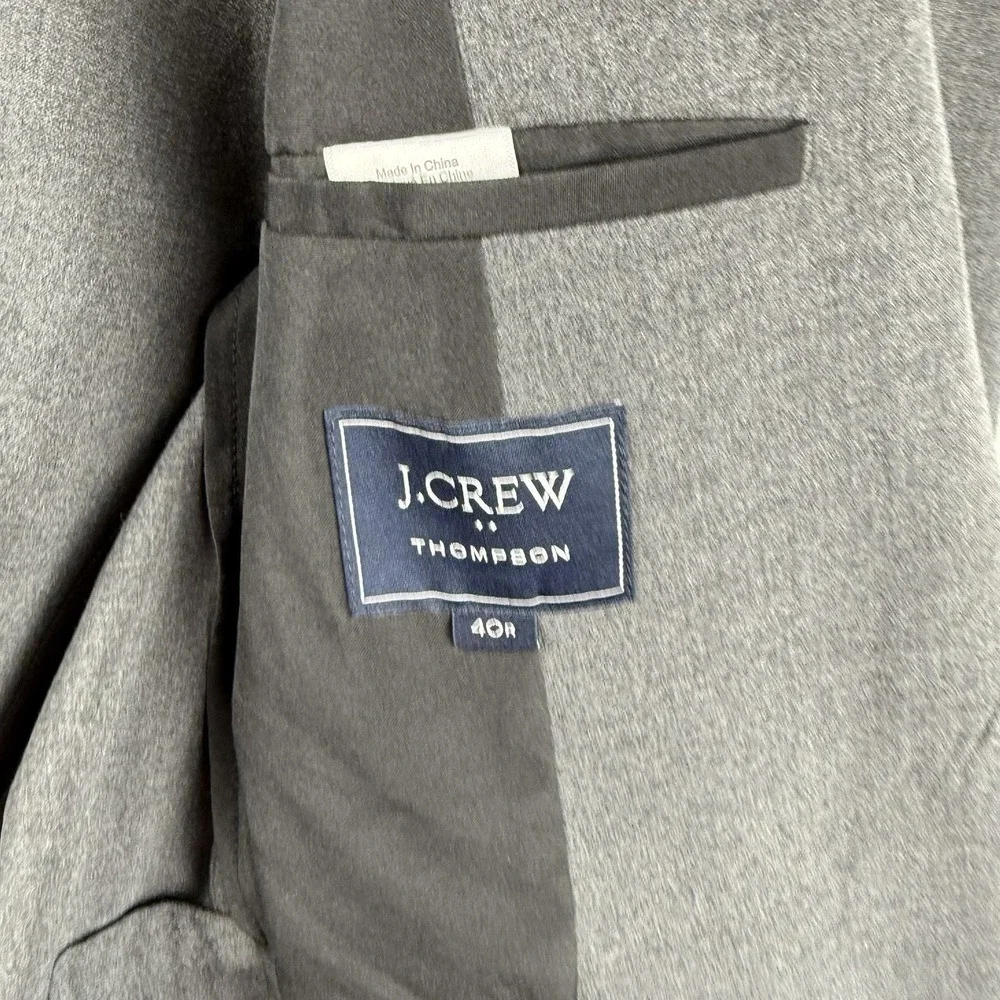 J.Crew Thompson Blazer Mens 40R Gray‎ Viscose Blend Sport Coat Jacket Stretch